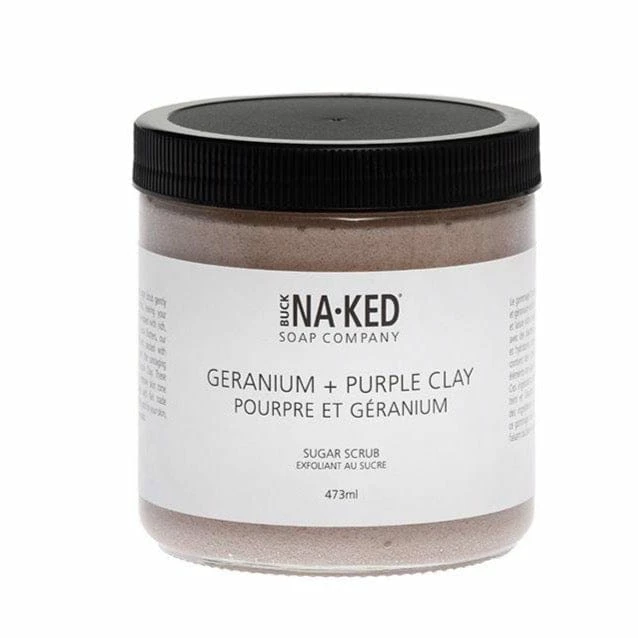 Bath + Body Buck Naked Soap Company - Geranium + Purple Clay Sugar Scrub 3 Bath + Body Buck Naked Soap Company - Geranium + Purple Clay Sugar Scrub