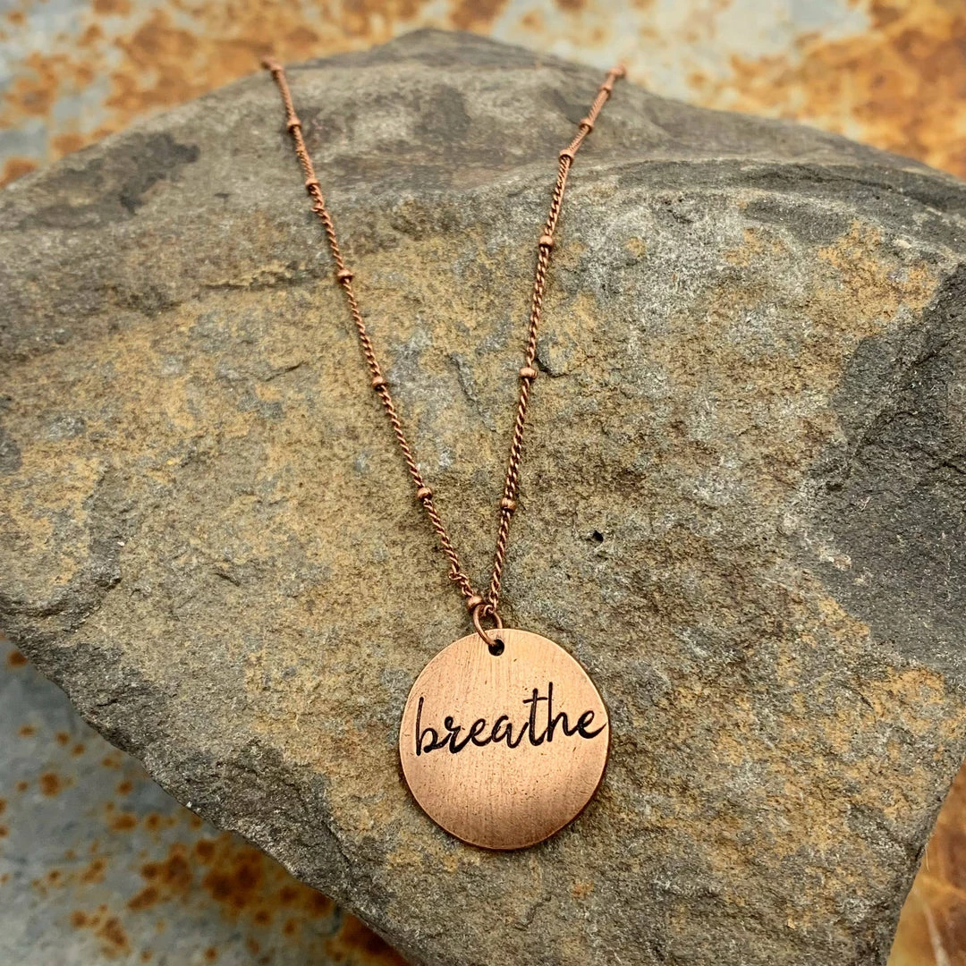 Jewelry + Wearables Buffalo Girls Salvage - Breathe Hand Stamped Copper Necklace 3 Jewelry + Wearables Buffalo Girls Salvage - Breathe Hand Stamped Copper Necklace