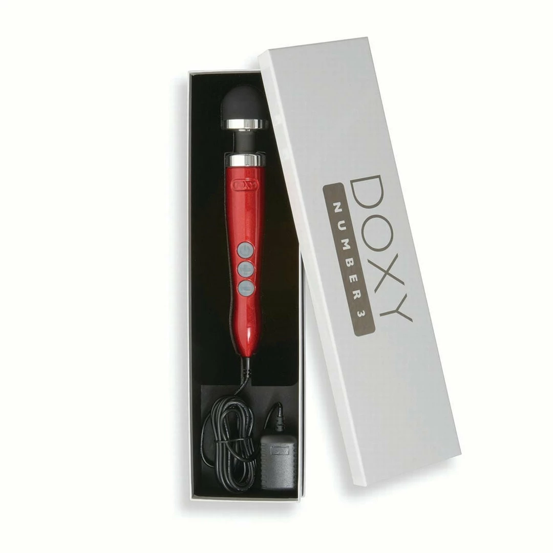 Doxy Die Cast 3 Wand Body Massager, Red Wands 4 Doxy Die Cast 3 Wand Body Massager, Red Wands