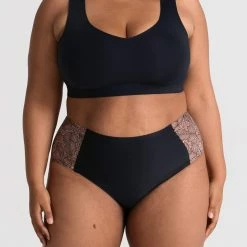 Plus Size Collection Evelyn & Bobbie - High Waist Retro Bikini - Onyx Lace