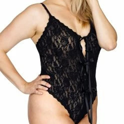 Hanky Panky - Open Panel Keyhole Teddy - Black