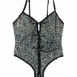 Hanky Panky - Open Panel Keyhole Teddy - Cheetah Lingerie
