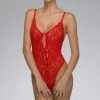 Hanky Panky - Open Panel Keyhole Teddy - Red
