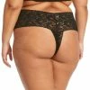 Hanky Panky - Retro Lace Crotchless Thong - Plus Lingerie