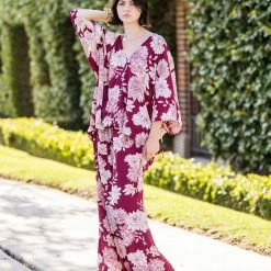 Jennafer Grace - Bordeaux Caftan & Palazzo Pant Set