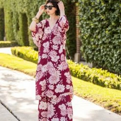 Jennafer Grace - Bordeaux Caftan & Palazzo Pant Set