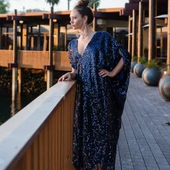 Outerwear Jennafer Grace - Midnight Sequined Caftan