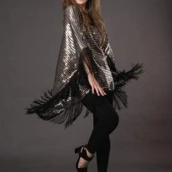 Jennafer Grace - Platinum Sequin Disco Poncho Outerwear