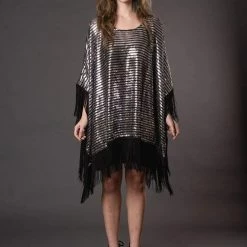 Jennafer Grace - Platinum Sequin Disco Poncho Outerwear