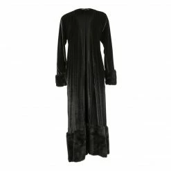 Boudoir Robes Jennafer Grace - Black Velvet Faux Fur Cuff Coat