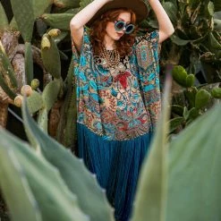 Jennafer Grace - Desert Turquoise Fringe Tunic Dresses + Caftans 8 Jennafer Grace - Desert Turquoise Fringe Tunic Dresses + Caftans