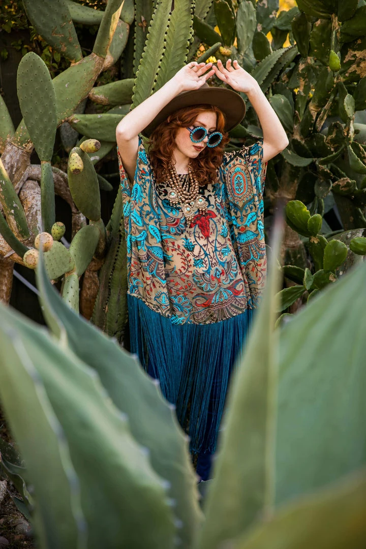 Jennafer Grace - Desert Turquoise Fringe Tunic Dresses + Caftans 5 Jennafer Grace - Desert Turquoise Fringe Tunic Dresses + Caftans