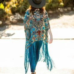 Jennafer Grace - Desert Turquoise Fringe Tunic Dresses + Caftans