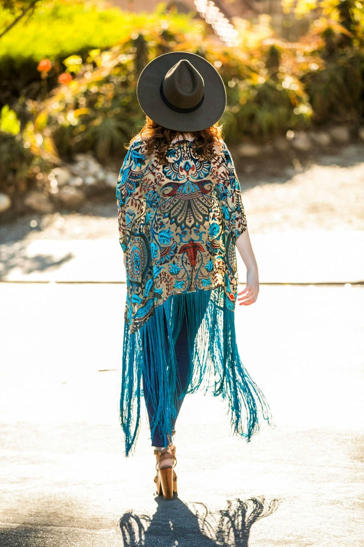 Jennafer Grace - Desert Turquoise Fringe Tunic Dresses + Caftans 3 Jennafer Grace - Desert Turquoise Fringe Tunic Dresses + Caftans