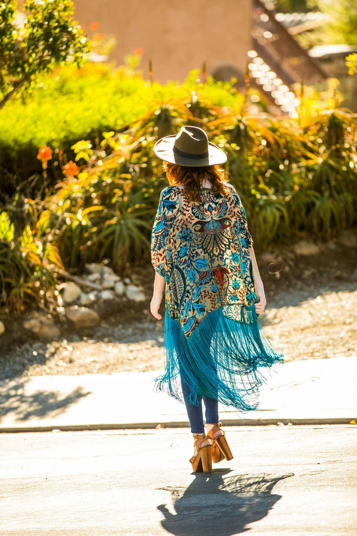 Jennafer Grace - Desert Turquoise Fringe Tunic Dresses + Caftans 4 Jennafer Grace - Desert Turquoise Fringe Tunic Dresses + Caftans