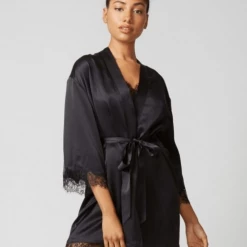 Journelle - Charlotte Short Silk Robes Boudoir Robes