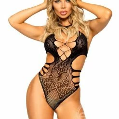 Lingerie Leg Avenue - Lace Cut Out Strappy Bodysuit