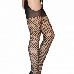 Leg Avenue - Oval Net Suspender Hose With Opaque Top 7 Leg Avenue - Oval Net Suspender Hose With Opaque Top