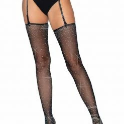 Leg Avenue - Rhinestone Micro Net Garterbelt And Stocking Set Lingerie Accessories