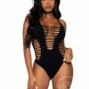Lingerie Leg Avenue - Seamless Shredded Racerback Thong Bodysuit