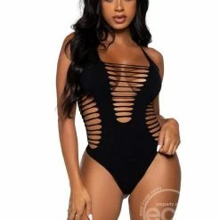 Lingerie Leg Avenue - Seamless Shredded Racerback Thong Bodysuit
