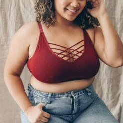 Leto - Plus Size Openwork Strappy Bralette Bras