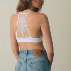 Plus Size Collection Leto - Tattoo Mesh Racerback Bralette - Black