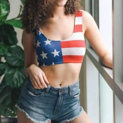 Leto - Seamless Double Knit American Flag Bralette