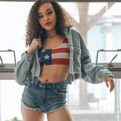 Leto - Seamless Double Knit American Flag Bralette