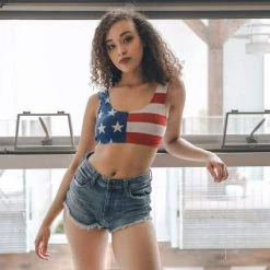 Leto - Seamless Double Knit American Flag Bralette