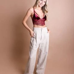 Lingerie Leto - Strappy Velvet And Lace Bralette