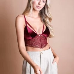 Lingerie Leto - Strappy Velvet And Lace Bralette