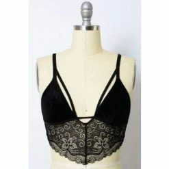 Lingerie Leto - Strappy Velvet And Lace Bralette