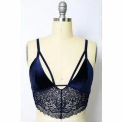 Lingerie Leto - Strappy Velvet And Lace Bralette