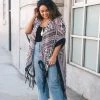 Leto - Bohemian Diamond Tassel Wrap Outerwear