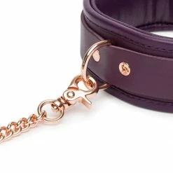 Lovehoney Kink + BDSM Fifty Shades Freed Cherished Collection Leather Collar Purple & Gold Color Lead