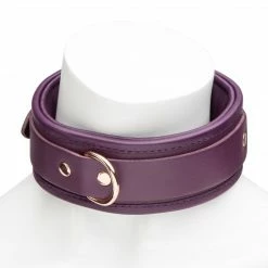 Lovehoney Kink + BDSM Fifty Shades Freed Cherished Collection Leather Collar Purple & Gold Color Lead