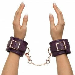 Lovehoney Fifty Shades Freed Cherished Collection Leather Wrist Cuffs Purple With Gold Color Chain Kink + BDSM