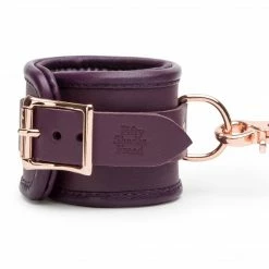 Lovehoney Fifty Shades Freed Cherished Collection Leather Wrist Cuffs Purple With Gold Color Chain Kink + BDSM