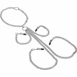 Master Series Collar Nipple And Clit Clamp Set - Black