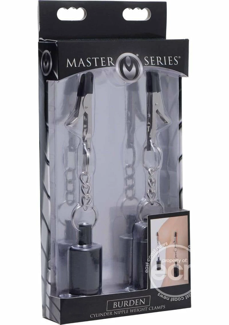 Kink + BDSM Master Series Burden Cylinder Nipple Weight Clamps - Black 3 Kink + BDSM Master Series Burden Cylinder Nipple Weight Clamps - Black
