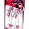 Kink + BDSM Master Series - Crimson Tied Charmed Heart Padlock Nipple Clamps - Red