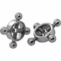 Master Series Rings Of Fire Stainless Steel Nipple Press Set - Silver Kink + BDSM