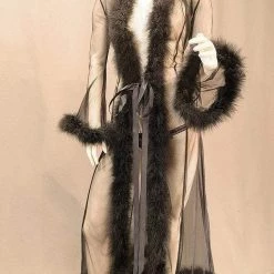 Mother Plucker Lingerie Accessories Black Marabou Dressing Robe