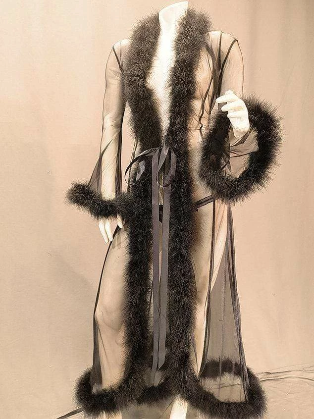 Mother Plucker Lingerie Accessories Black Marabou Dressing Robe 3 Mother Plucker Lingerie Accessories Black Marabou Dressing Robe