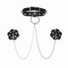 Neva Nude - Leather Studded Choker With Chains & Pasties