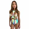 Neva Nude - Rainbow Reflective Halter Bodysuit & Pasties One Pieces