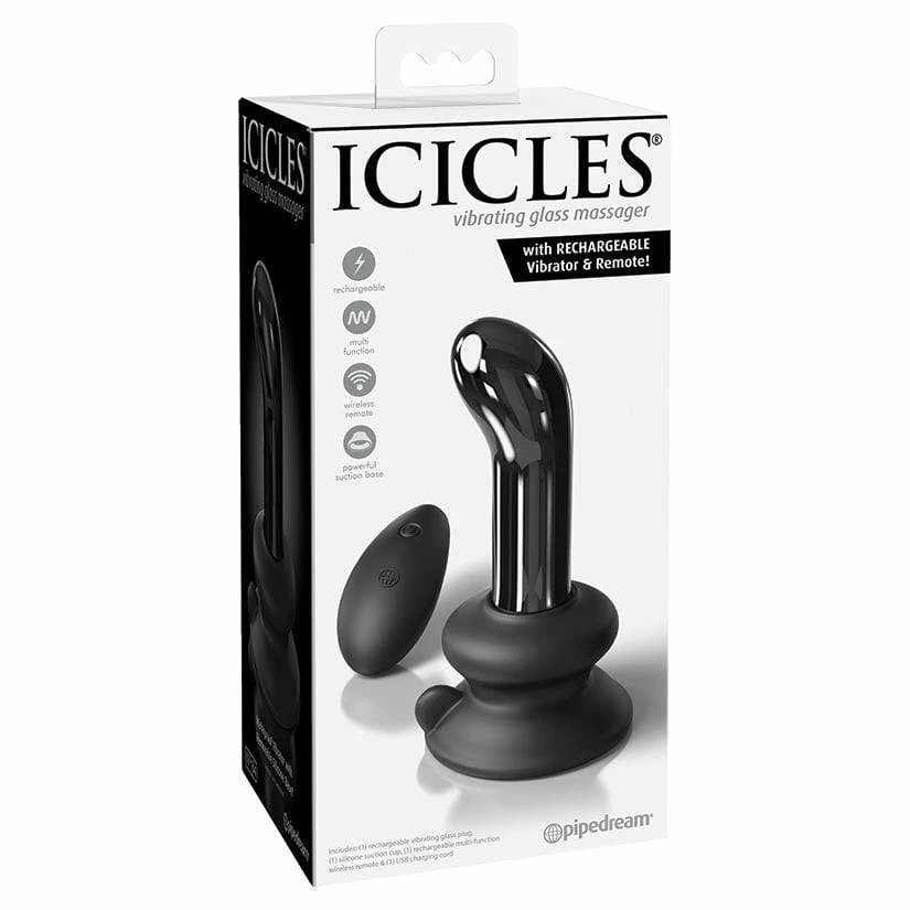 Pipedream Icicles - No. 84 Vibrating Glass Plug With Remote, Black Vibrators 9 Pipedream Icicles - No. 84 Vibrating Glass Plug With Remote, Black Vibrators