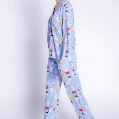 PJ Salvage - "I Love You A Latte" Playful Print PJ Set - Periwinkle
