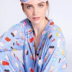 PJ Salvage - "I Love You A Latte" Playful Print PJ Set - Periwinkle 10 PJ Salvage -